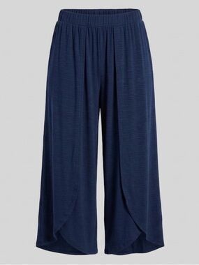 GOOD LUCK GEM Tulip Hem Wide-Leg Knit Pants – Navy